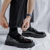 New Design Mens Loafers Luxury Fashion Patent Leather Shoes Black Stylish Slip-on Driving Shoe Party Nightclub Platform Footwear