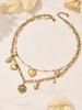 18K Gold Plated Stainless Steel Double Layer Heart Pendant Necklace