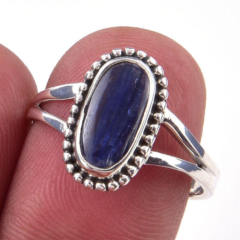 

Natural Kyanite Gemstone Handmade 925 Solid Sterling Silver Ring Size 8 v4M33