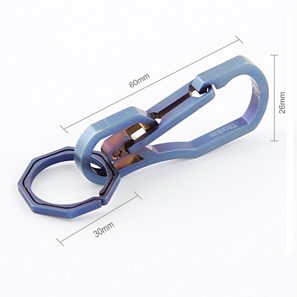 Titanový multifunkční klíčenkový háček EDC nástroj ložisko 50kg klíčenka pro turistiku kempování outdoor (Modrý)
