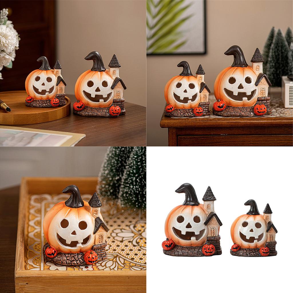Halloween Pumpkin Decorations Resin Pumpkin Figurines Table Centerpieces for Outdoor Indoor Fairy Garden Decorations