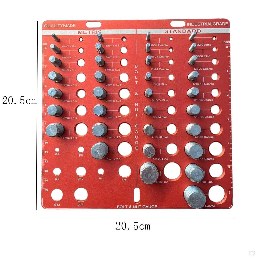 Nut and Bolt Thread Checker Identifier Board Easy to Read Measurement Drill Bit Gauge Standard