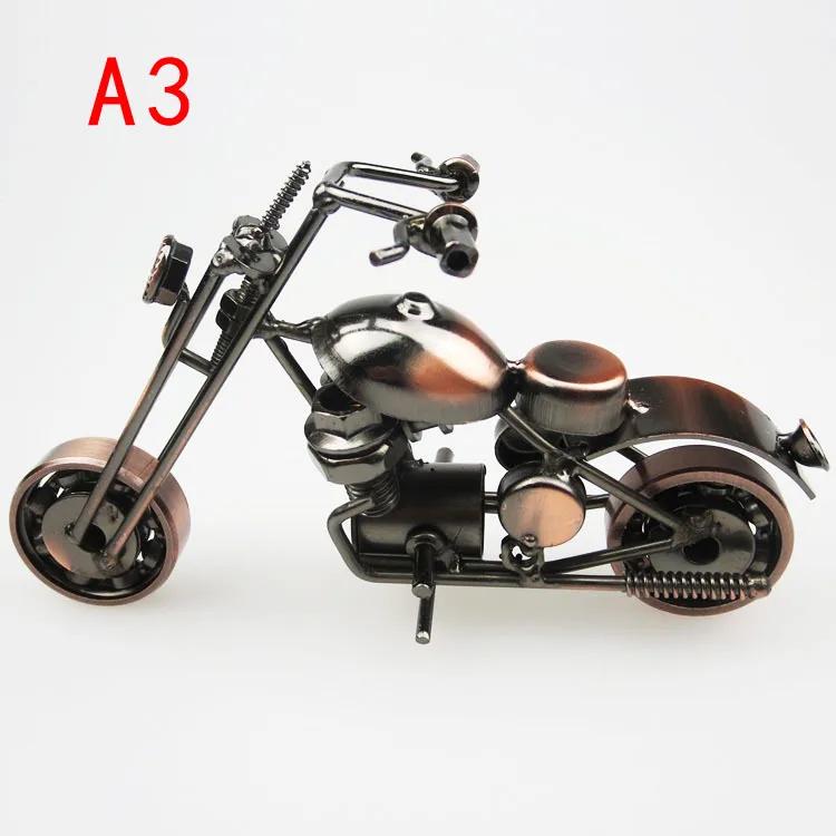 Metal Retro Motorcycle Model Motor Figurine Iron Motorbike Prop Handmade Boy Gift Kid Toy Home Office Decor Collection