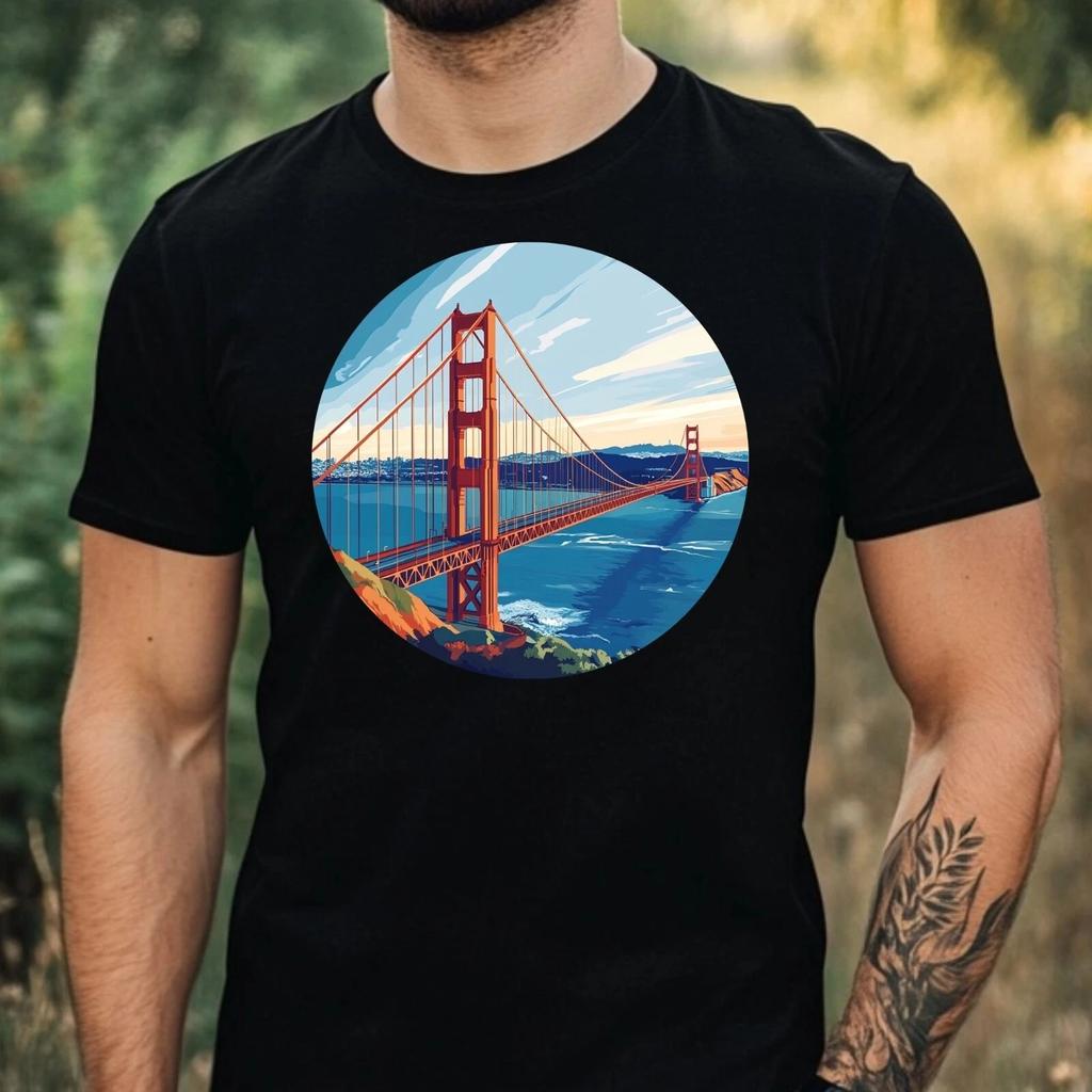 T-Shirt Herren Golden Gate Bridge Motiv Baumwolle Größe XS bis 5XL