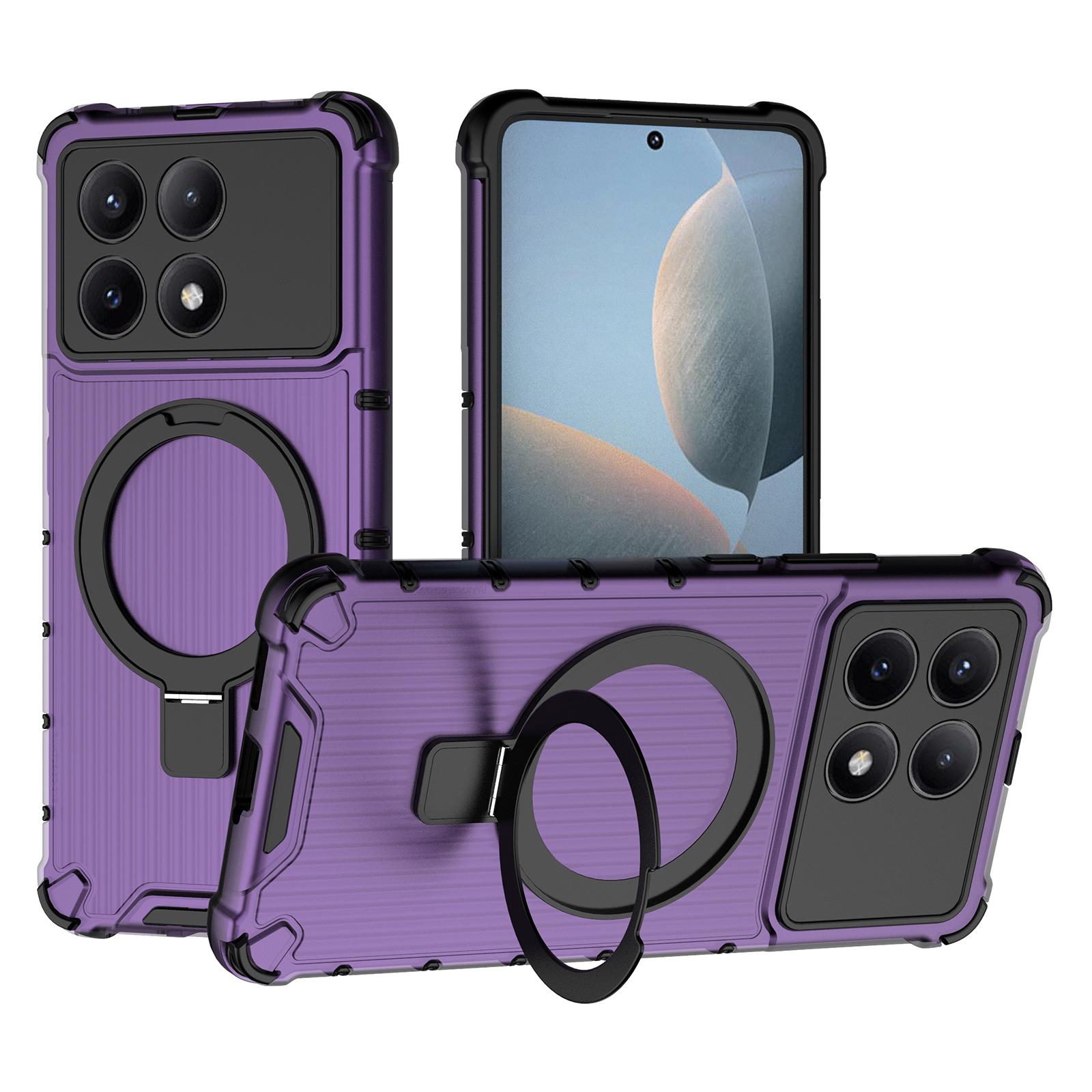 

Чехол для Xiaomi Redmi K70E 5G/Poco X6 Pro 5G с подставкой, PC+TPU чехол для телефона, совместимый с MagSafe Purple