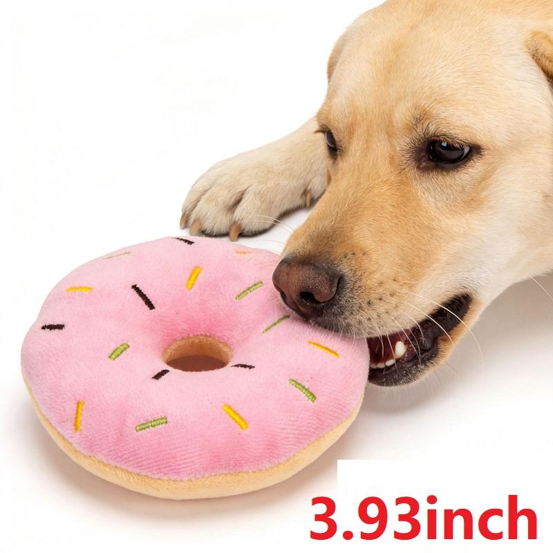 Soft Dog Donuts Plush Puppy Chewing Toys Pet Squeaker Sound Toys for Small Medium Dog Pet Interactive Toys Dog Supplies