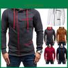 Trendy Men's Autumn Winter Hoodie With Side Zipper And Adjustable Drawstring