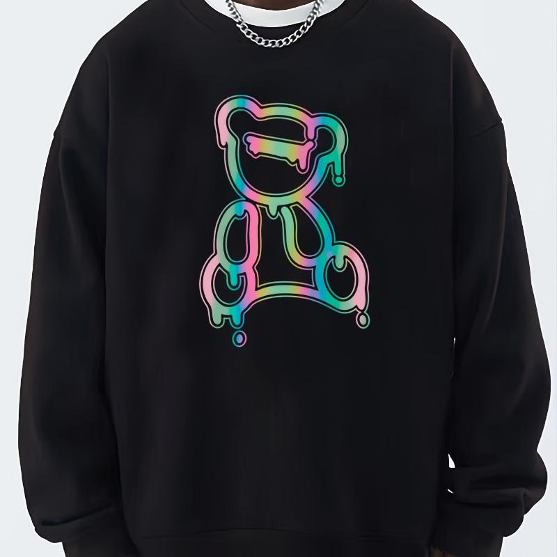 

Men s Crew Neck Sweatshirt, Versatile Style, Office & Outdoor Multi-Scene Wear XXL чёрный