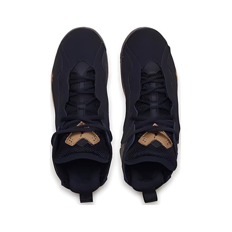 Jordan True Flight Comfortable Mid top Basketball Shoes Black Gold Children Aged 3 7 Years Old 343796-070