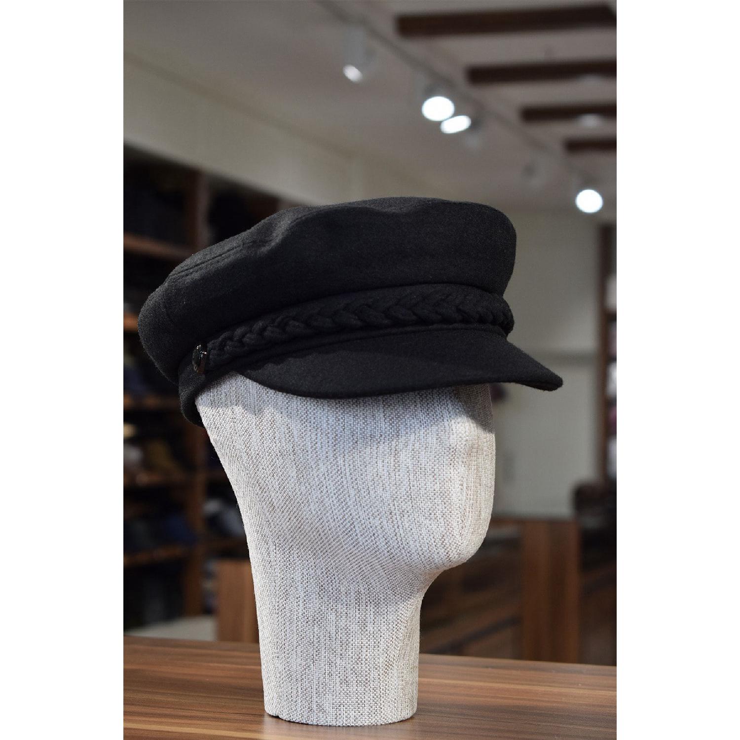 

Капітанська шапка з чорним штампом, вовняна зимова шапка 56 CM чорний