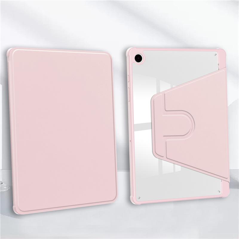 Samsung A9+ Case with Rotating Acrylic Pen Slot, Transparent Ultra-thin Leather Stand