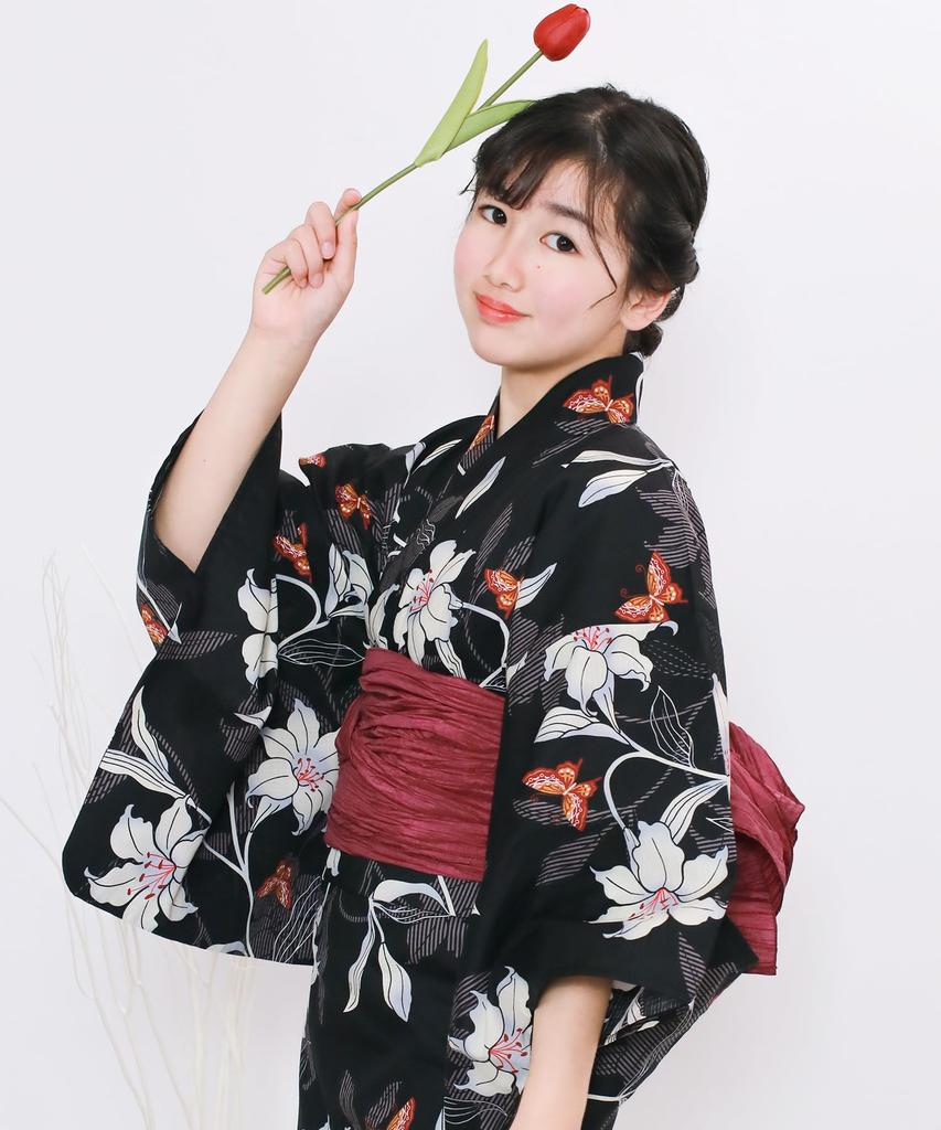 Yukata Set Junior Retro Change Weave 3 Piece Set Heiko C Girls Yuri Yuri [KYOETSU] (Yukata, Obi, Geta) (130cm, 10. Investigation)