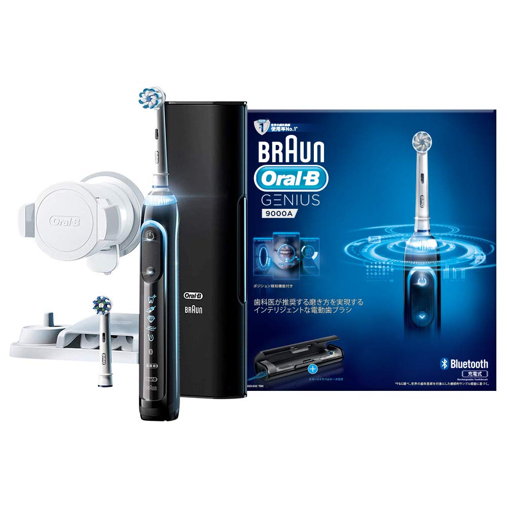 Braun Genius 9000 Electric Black Charging Travel D7015256XCTBK Oral-B Toothbrush, (with Case),