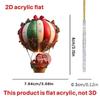 Christmas Hot Air Balloon Santa Claus 2D Acrylic Flat Ornaments New Bells Small Gifts Christmas Tree Pendant