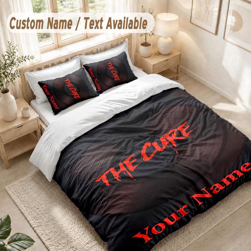 Custom Name Bedding Set 3 PiecesThe Cure Print Duvet Cover + 2 Pillowcases Soft Bed Decor