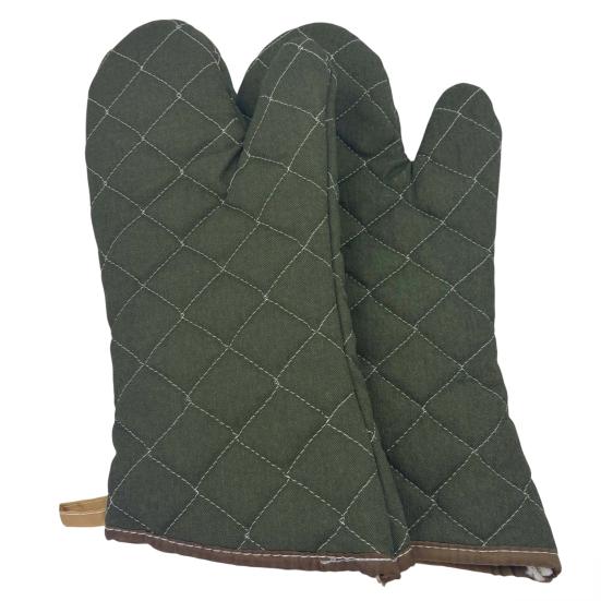 2Pcs Thickened Cotton Oven Mitts Heat-Resistant Baking Gloves for Microwave And Grill Non-Slip Machine Washable Essential Kitchen Tool