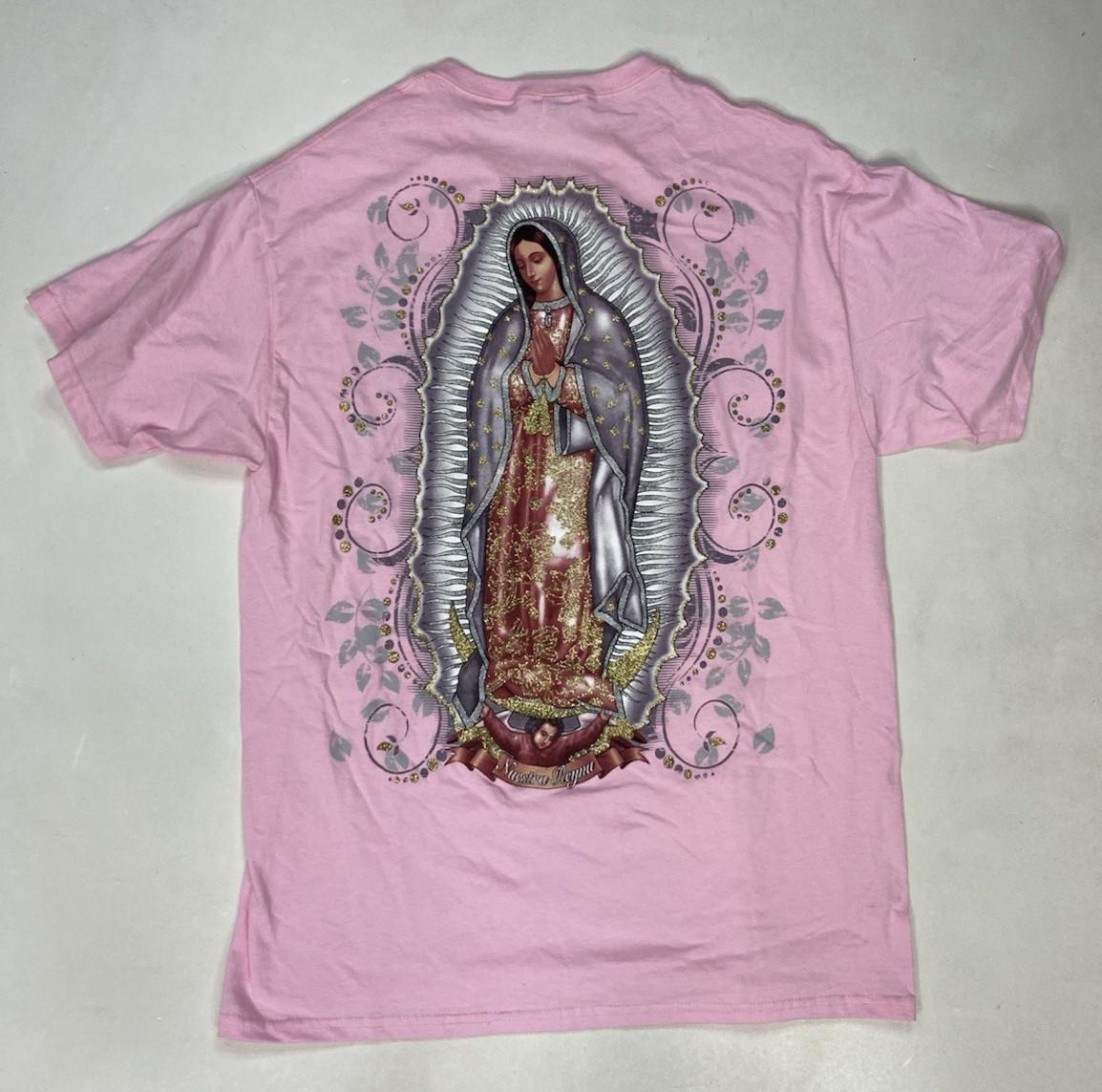 Our Lady Of Guadalupe Graphic T-shirt Men Large Pink Mexico Religion Virgin Mary XL