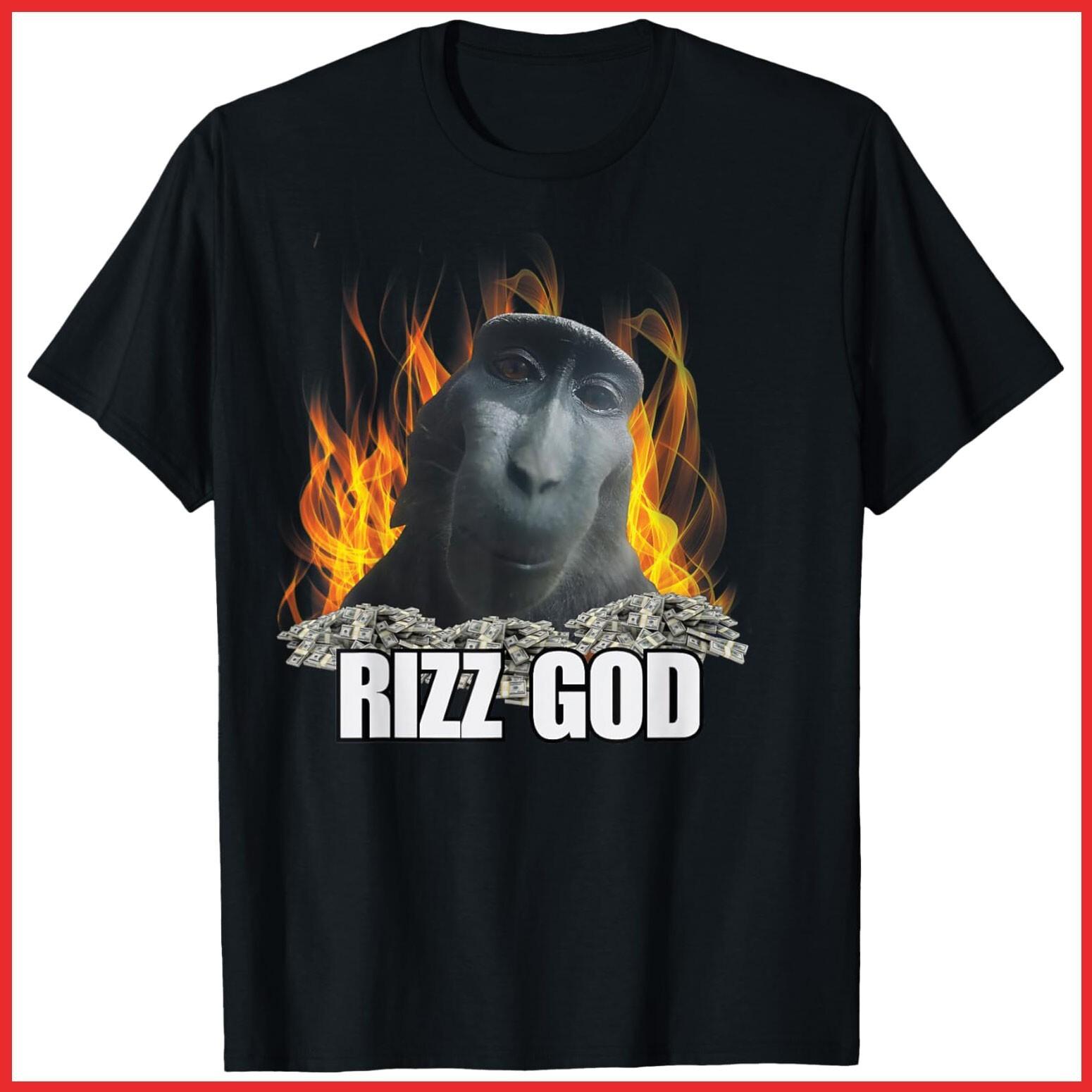 Funny Rizz Rizzler Rizz God Slang Meme Trending Black Cotton T-Shirt S-5XL XXXXL