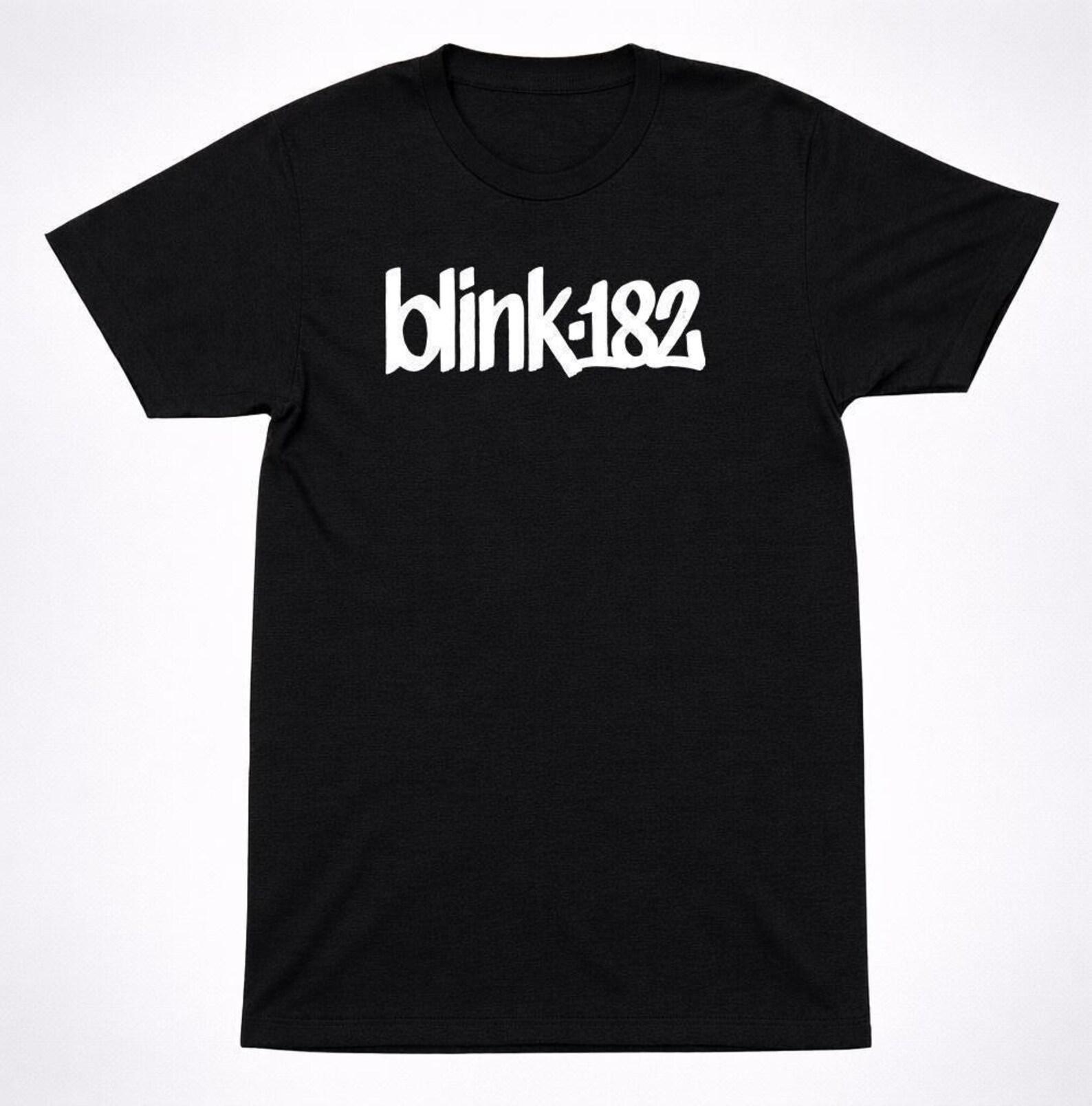 Blink 182 Retro Classic Logo T-Shirt, Travis Barker Graffiti Print (Pop Punk Band Tee, Soft Cotton, Unisex S-XXL) S