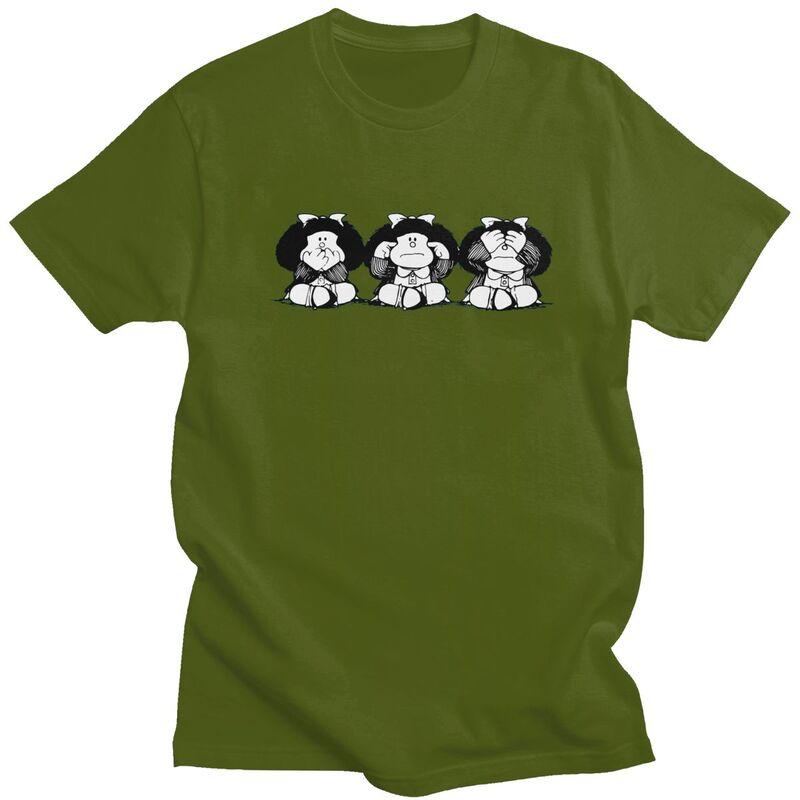 Custom Male Quino Comic Cartoon Mafalda T Shirt ShortSleeve Cotton Tshirts Streetwear Tshirt Casual Tee Slim Fit Clothing