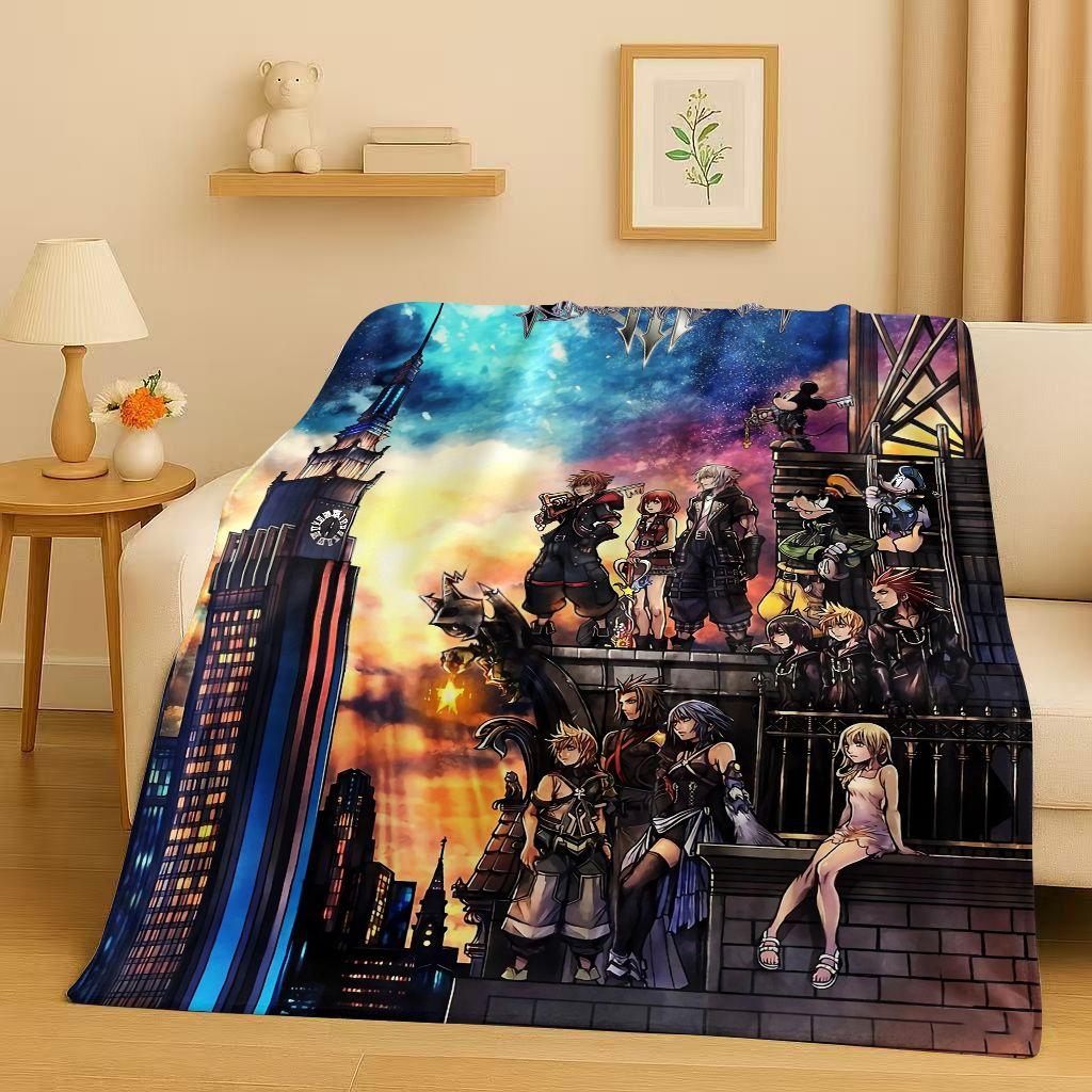 Sanrio Kingdom Hearts Kreslená hra Mickey Mouse Flanelová deka, ultra měkký plyšový přehoz do ložnice, postele, pohovky, vánoční dárek