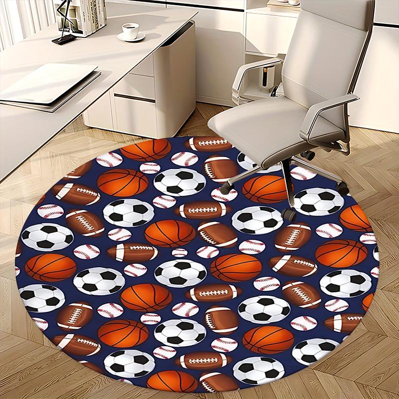 Sportball Bürostuhlmatte, Fußball, Basketball, Football Muster Teppich für Wohnkultur, Büroteppich, Wohnzimmer, Schlafzimmer Geschenk1118058a