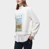 Fila X Van Gogh Museum Collaboration Van Gogh Collection Plant Logo Print Round Neck Fake Two-Piece Sweatshirt Women Sweatshirt F11W318213F-WT