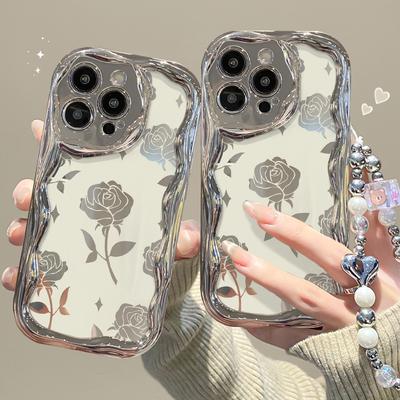 Hollow Rose Chain Suitable for Apple 15promax Mobile Phone Case Iphone14/13 Silver Plating 11/12 Full Package