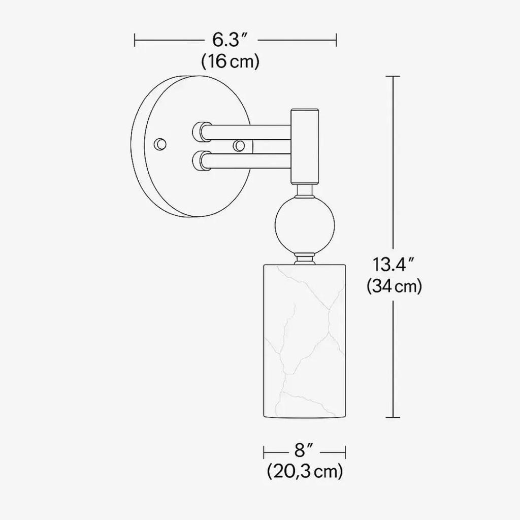 Modern Marble Wall Sconce Light – Brass Finish Luxury Wall Lamp for Bedroom Living Room
