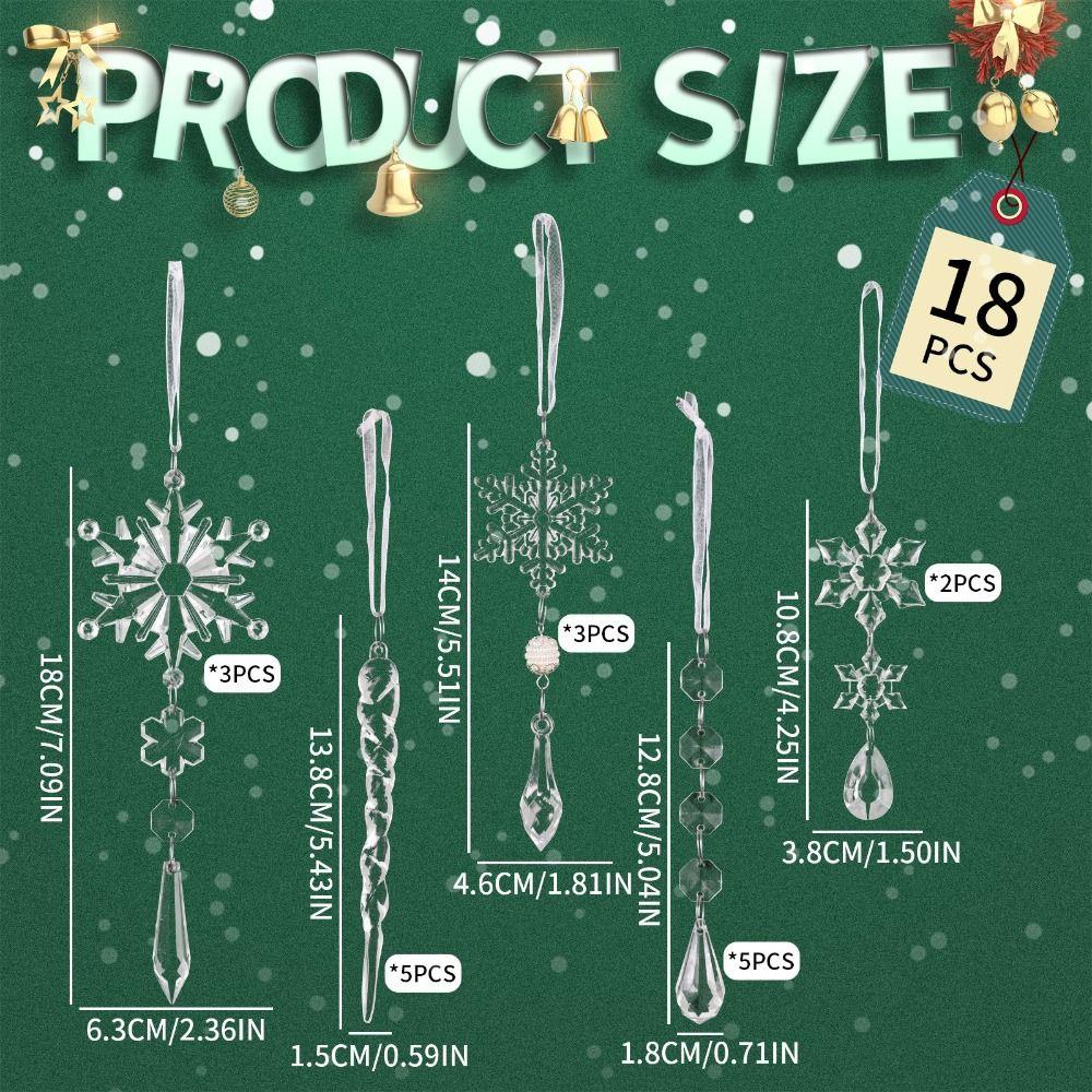 Shatterproof Acrylic Snowflakes Clear Simulation Xmas Tree Ornaments  Party Decor