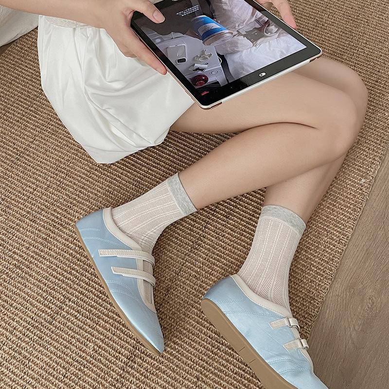 Female Summer Thin Style All Build Mesh Hollow Out Breathable Collar Color Without Bone In The Tube Pile Pile Cotton Socks