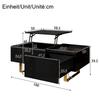Height-Adjustable Coffee Table, Storage Made of MDF with High-Gloss Surface, with Drawer and Iron Legs, Modern Living Room Table