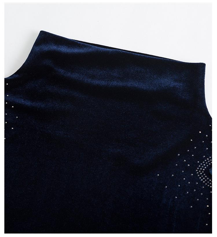 Stylish Versatile Velvet Lace High-Neck Long-Sleeve Shirt for Women