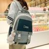 Simple Solid Color Letter Decoration Student Leisure Backpack For Daily Use