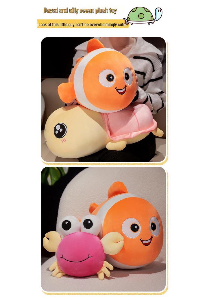 Adorable Crab Clownfish Hug Pillow: Plush Turtle Toy & Comfort Doll