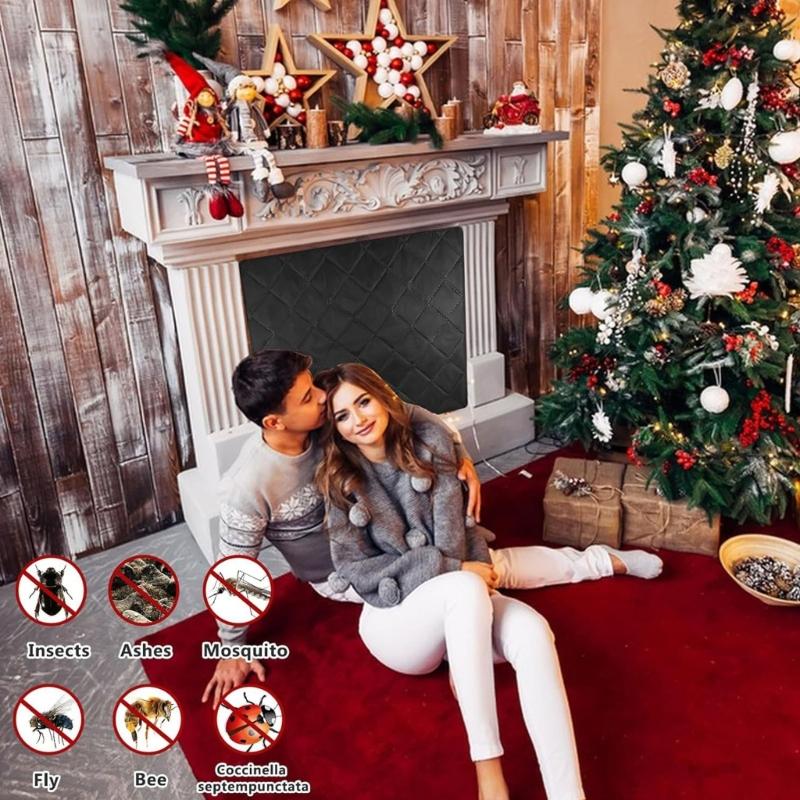 Magnetic Fireplaces Cover Insulating Barrier Heat Shield With Strong Magnets For Indoor Fireplaces Protecting Oxfords Fabric Thermals Insulation