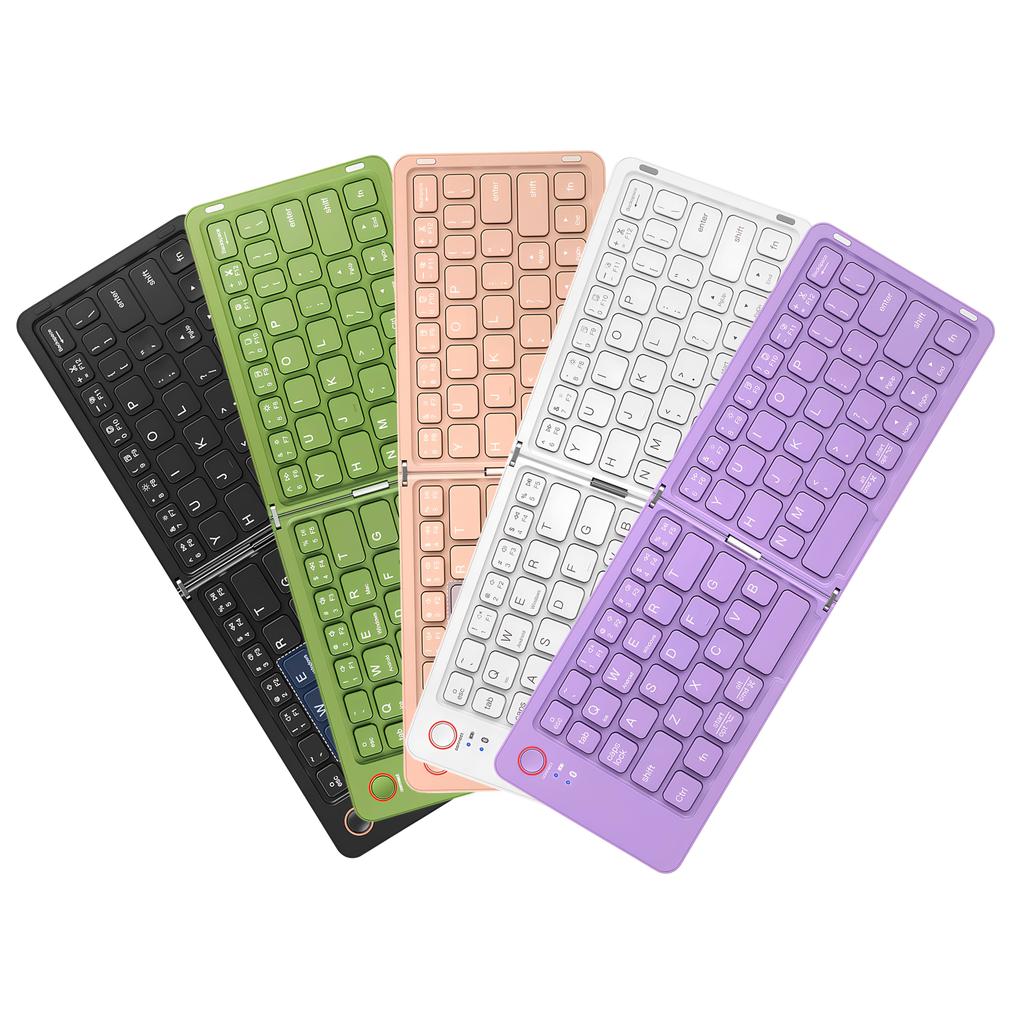 Foldable Wireless Keyboard, Portable Wireless Double-Fold Design,Travel BT Keyboard,Ultra-Lightweight and Portable,Rechargeable Pocket-Sized Foldable
