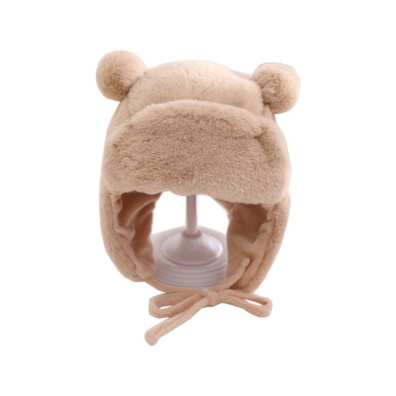 Stylish Kids Bonnet Hat with Earflaps Warm Lined Cap Soft & Warm Bear Baby Hat Ear Protections Cap for Boys & Girls Gift