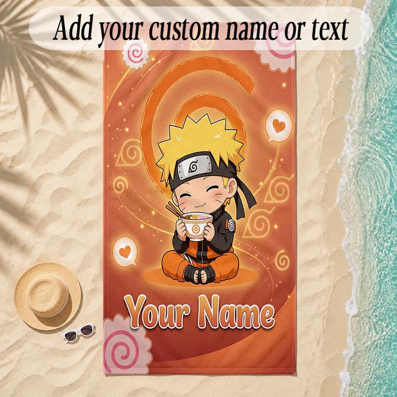 Beach TowelNaruto Custom Name Text Personalized Soft Towel for Beach Pool Indoor Home Decor Gift