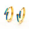 New Minimalist Style Gold Misplaced Blue and White Circle Earrings with Versatile Ear Buckles
