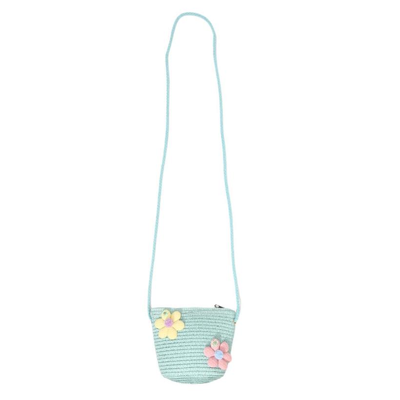 Cute Girls Kids Mini Straw Beach Shoulder Bag Lightweight Summer Crossboy Purse Small Wallet Handbag