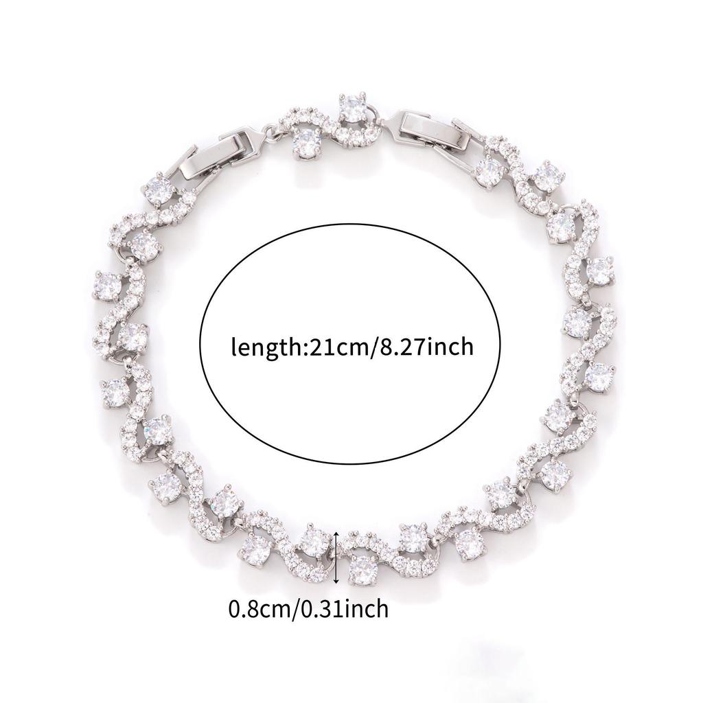 European & American Cross Inlaid Color Gem Bracelet - Luxurious Zirconia Crystal Jewelry for Women