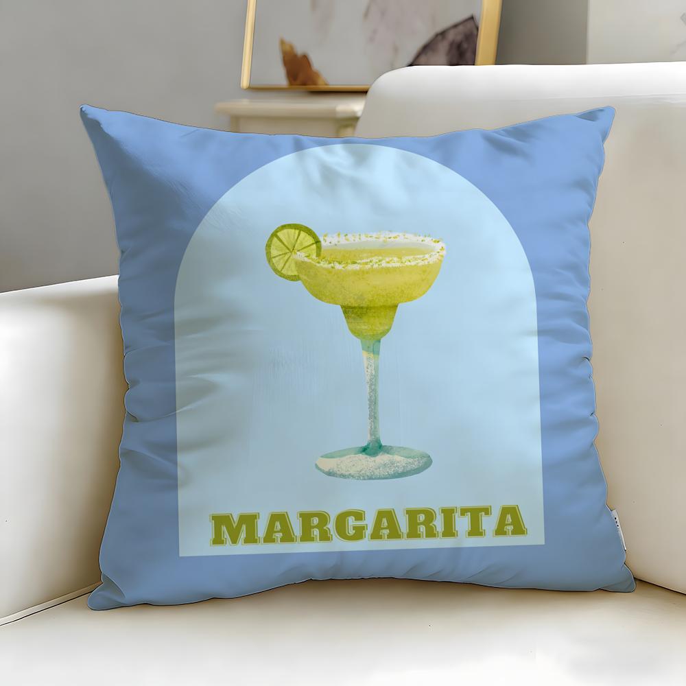 beverage theme Margarita Cocktail Cushion Cover Soft & Easy-Wash Pillow Case – Versatile for Couch, Bed, Travel and Office