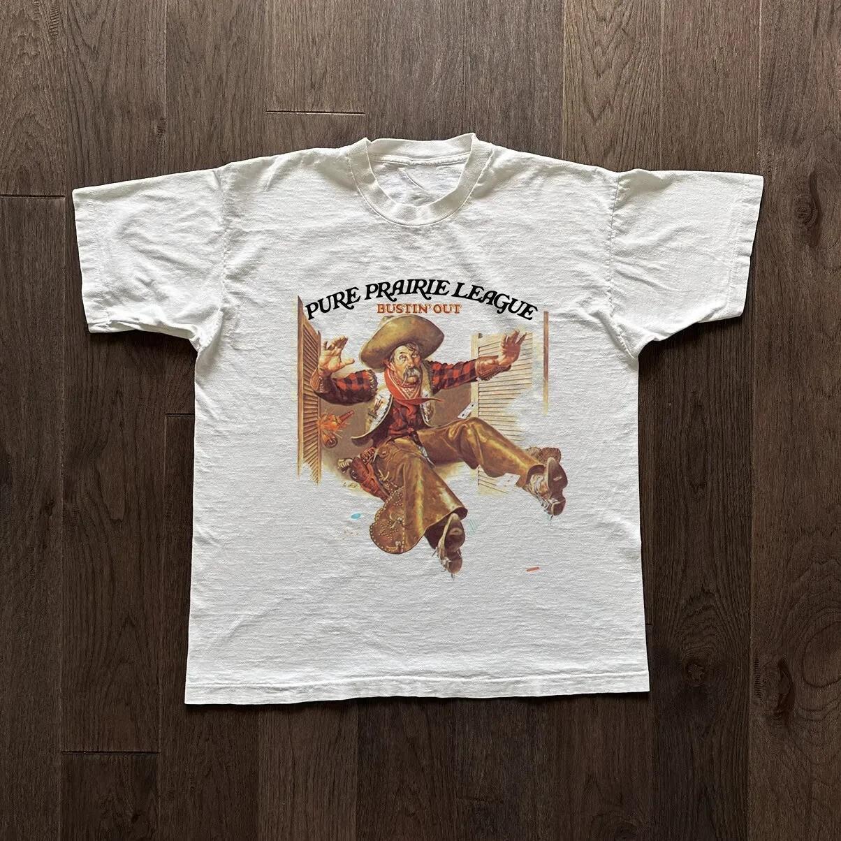 Pure Prairie League - Bustin  Out White Cotton T Shirt Full Size L