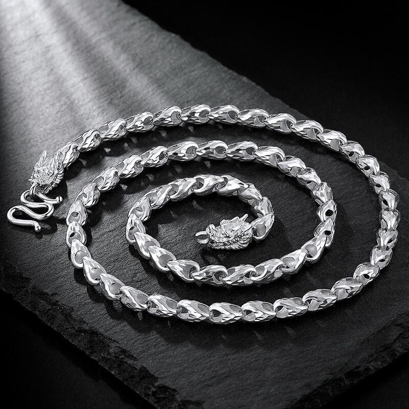 Универсальное мужское серебряное двойное тюльпановое ожерелье – Модный хип-хоп стиль