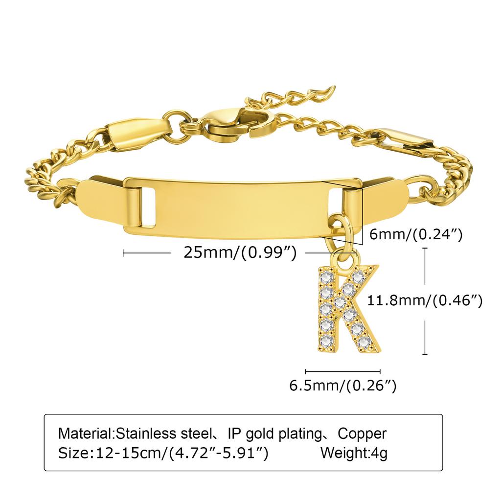 26 Initial A-Z Free Custom Name Date Bracelets Amulet Gift Jewelry, Anti Allergy Stainless Steel Chains Bracelet