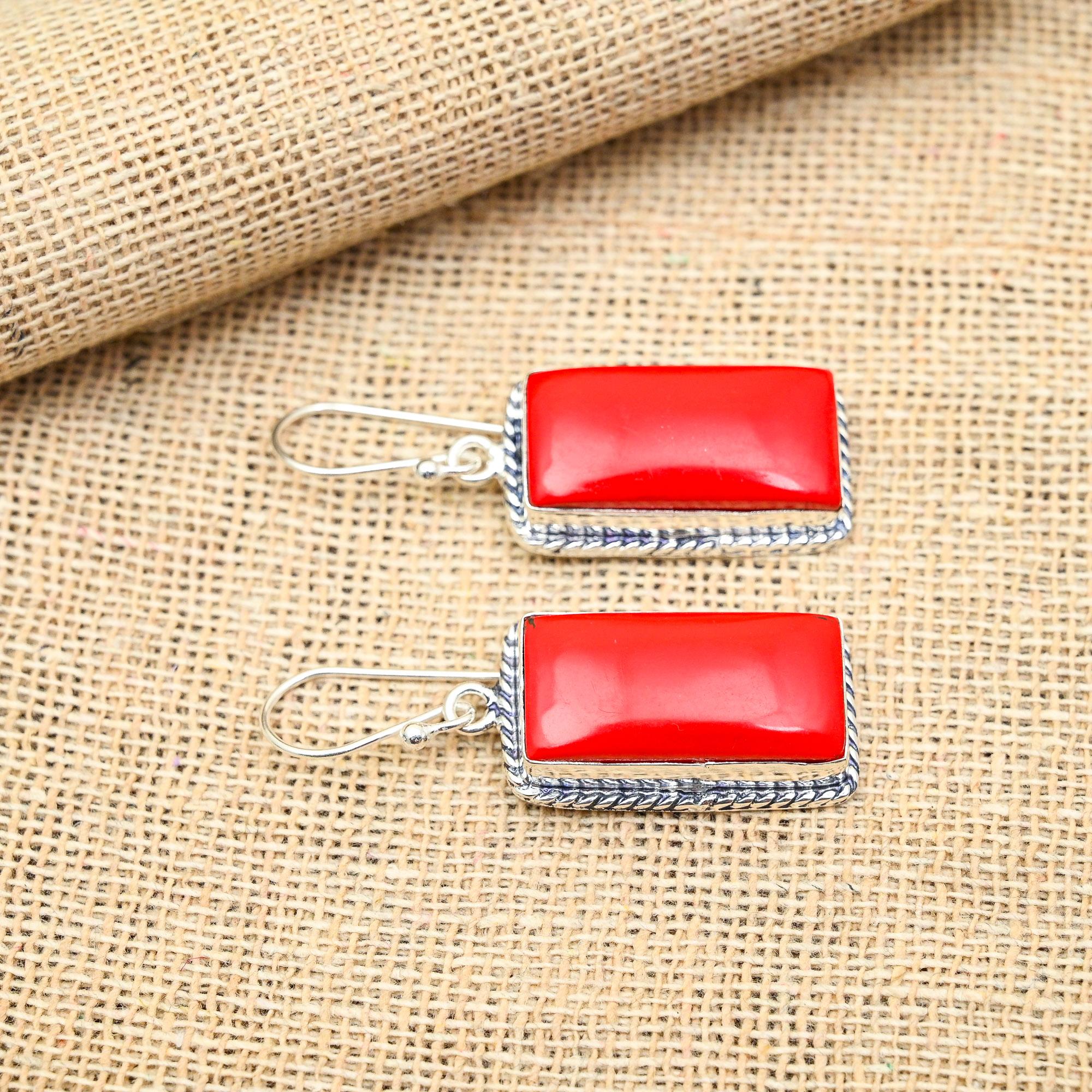 Замечательные серьги из стерлингового серебра 925 пробы с драгоценным камнем из красного — фото 3