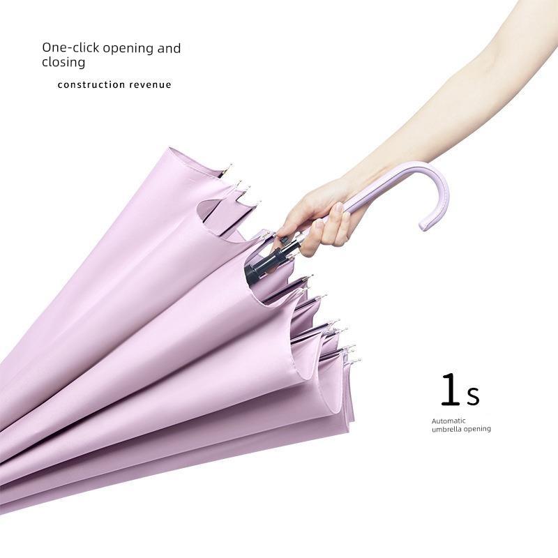 Ombrello Dritto Automatico Minimalista Stile Giapponese a 16 Stecche con Manico Lungo, Ombrellone e Ombrello Parasole per Uomini e Donne, Grande Dritto