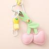 Heart Buckle Cherry Keychain Bowknot Fruit Style Charms Leather Cherry Pendant  Birthday Gift