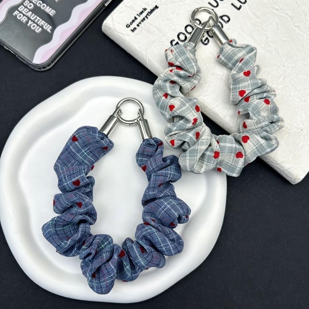 2-in-1 Scrunchie Phone Wrist Strap Stretchable Keychain Bag Charm Fabric Phone Lanyard Women